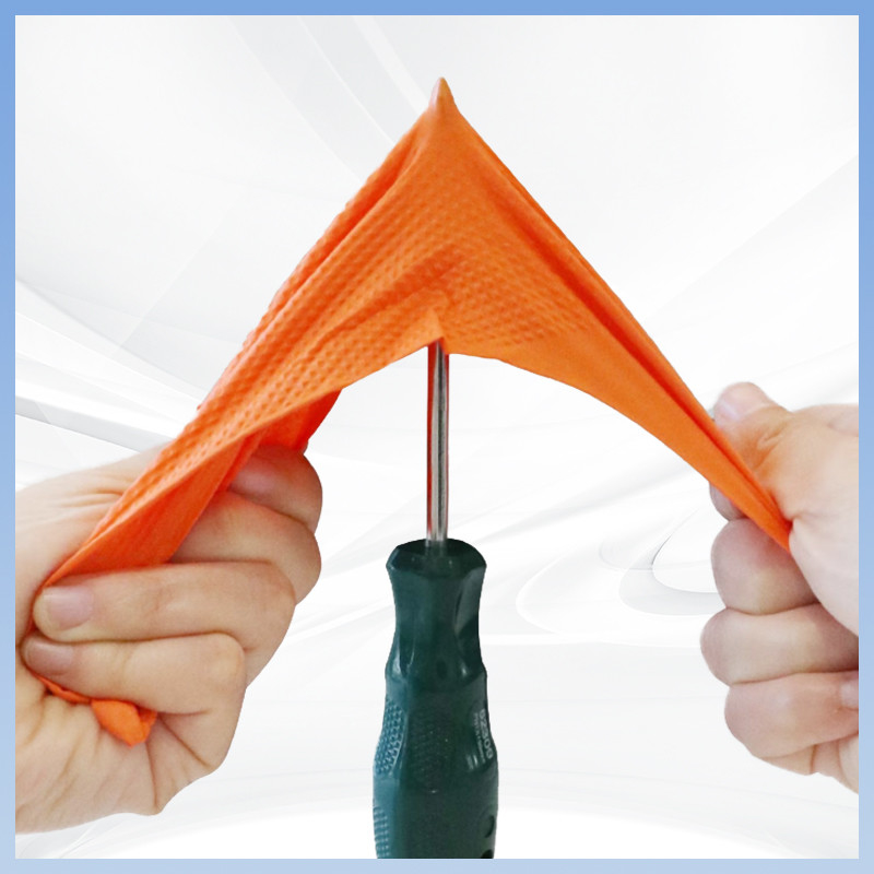 As luvas descartáveis alaranjadas do trabalho do nitrilo pulverizam Diamond Texture Industrial Nitrile Gloves livre