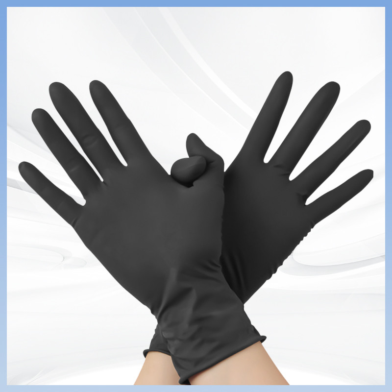 Luvas de exame de látex preto Luvas descartáveis sem pó de látex para limpeza de cozinha médica
