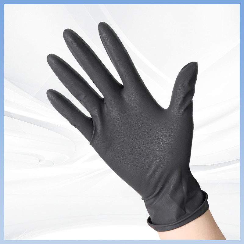Luvas de exame de látex preto Luvas descartáveis sem pó de látex para limpeza de cozinha médica