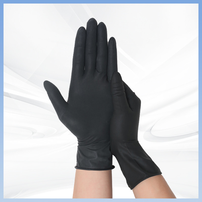Luvas de exame de látex preto Luvas descartáveis sem pó de látex para limpeza de cozinha médica