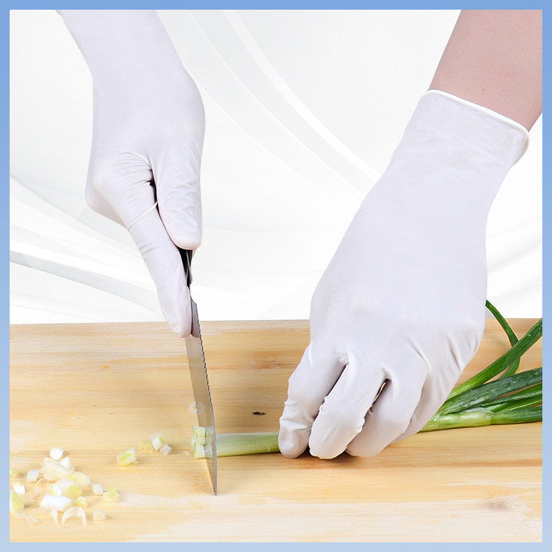 Luvas de látex branco Proteção higiênica Luvas de látex descartáveis para manuseio e uso limpos