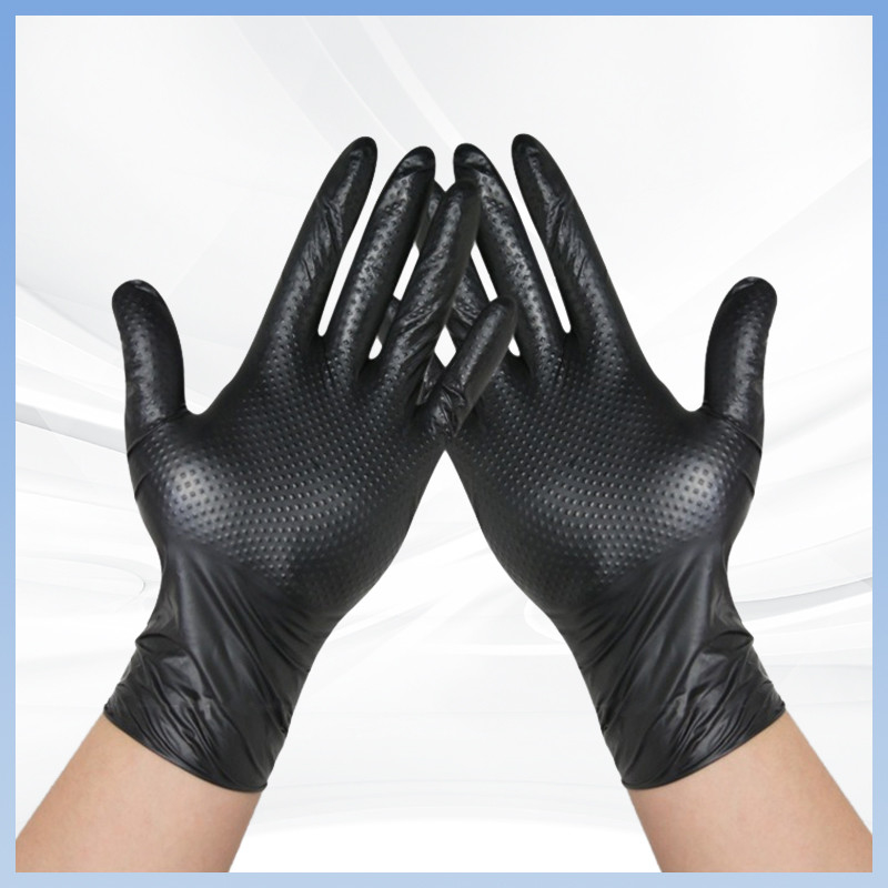 Luvas de segurança Trabalho de construção Luvas de nitril com textura de diamante Luvas de segurança de borracha antiderrapante Luvas de nitril descartáveis espessadas
